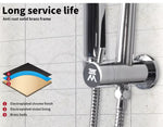 High Pressure Shower Head Set Rain Round Brass Taps Mixer Handheld WELS Silver