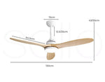 Spector 52'' Ceiling Fan LED Light DC Motor Remote Control 5 Speed Wooden Blade