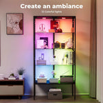 Stacked Tempered Glass LED Display Cabinet Steel Collections With RGB Light