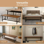 Levede Dining Table Bench Storage Shelf Steel Kitchen Rustic Brown 150cm