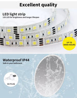 Emitto LED Wall Mirror Round Anti-fog Bathroom Mirrors Makeup Light Decor 60cm