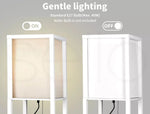 Emitto Floor Lamp Storage Shelf LED Wood Standing Reading Corner Light White