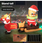 Santaco Christmas Inflatable 2.1M Xmas Outdoor Decor Garden LED Light Dog Sleigh