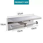 Toilet Paper Holder Double Roll Stainless Steel Hook Bathroom Rack Wall Mount