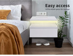 Levede 2x Bedside Tables Side Table LED Wall Mounted Cabinet Floating Nightstand