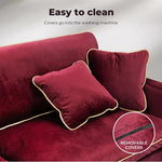 Levede 3 Seater Sofa Chair Italian Velvet Couch Lounge Armchair Recliner 210cm