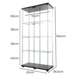 Stacked Display Cabinet Tempered Glass Show Case Floor Standing 4 Tier Shelves