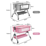 Bopeep Baby Cot Bed Crib Portable Bassinet Safety Fence Adjustable Bedside Pink