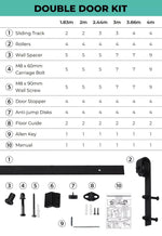 Levede Sliding Barn Door Hardwre Track Set 1.5/1.83/2/2.44/3/3.66/4M Roller Kits