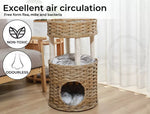 Pawz Rattan Cat Bed Nest Hand Woven Washable Kitty Interactive House Dome Wicker