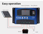 30/40/50/100A Solar Charge Controller MPPT 12V 24V Regulator Auto Dual USB