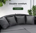 Levede Day Bed Daybed Sofa Outdoor Furniture Wicker Round White Canopy Pillow