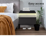 Levede 2x Bedside Tables Side Table LED Wall Mounted Cabinet Floating Nightstand