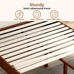 Levede Double Bed Frame Rubberwood Timber Headboard Mattress Base Walnut