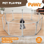 Pawz Pet Playpen Transparent Acrylic Folding Dog Fence Kennel Install 8 Panel