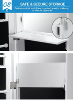 Levede Mirror Jewellery Cabinet Jewelry Box Wall Mounted Hang Over LED White