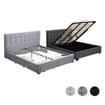 Levede Wooden Bed Frame Double Queen King Fabric Storage Mattress Base Gas Lift