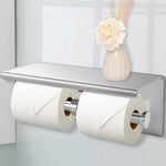 Toilet Paper Holder Double Roll Stainless Steel Hook Bathroom Rack Wall Silver
