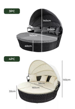 Levede Day Bed Daybed Sofa Outdoor Furniture Wicker Round White Canopy Pillow