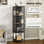 Stacked Tempered Glass Display Cabinet Door Clear Showcase Bookcase Steel Frame