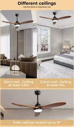 Spector 52'' Ceiling Fan DC Motor LED Light Remote 5 Speed Wood Blade1300mm
