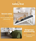 Pawz Dog Ramp Adjustable Height Stair For Bed Sofa Cat Dogs Folding Black