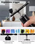 Traderight Airbrush Kit Compressor Cordless Dual Action USB Portable Spray