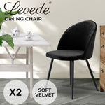 Levede 2x Dining Chairs French Provincial Kitchen Cafe Lounge Upholstered Black