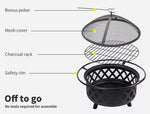 Moyasu Fire Pit BBQ Grill Fireplace Outdoor Portable Camping Heater Patio Garden