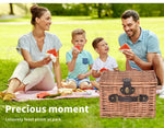 2 Person Picnic Basket Willow Baskets Set Insulated Outdoor Blanket StorageGift