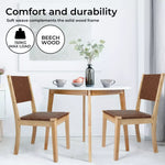 Levede Dining Chairs Accent Chair Lounge PU Solid Beech Wood Kitchen Retro x2