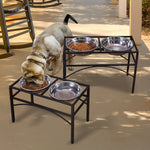 Pawz Dual Elevated Pet Dog Puppy Feeder Bowls Stainless Steel Food Water Stand