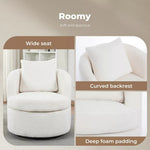 Levede Swivel Barrel Chair Sherpa Fleece Round Accent Tub Sofa Back Cushion