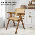 Levede 2x Dining Chair Solid Wood Rattan Armchair Wicker Accent Lounge Chairs