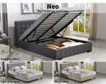 Levede Wooden Bed Frame Double Queen King Fabric Storage Mattress Base Gas Lift