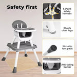 Bopeep Baby High Chair 8-In-1 Removable Seat and Trays Eat Play Learn Table