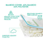 Dreamz 2x Memory Foam Pillow Bamboo Pillow Cushion Hypoallergenic Cover 70x40cm