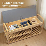 Levede Bamboo Shoe Rack Bench Entryway Seat Storage Cabinet Organizer 100cm