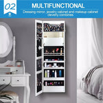 Levede Mirror Jewellery Cabinet Jewelry Box Wall Mounted Hang Over LED White