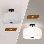 Emitto Ceiling Light Led Modern Pendant Lights Bedroom Lamp Linen Shade Flush