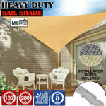180/280 GSM Heavy Duty Shade Sail Sun Canopy Outdoor Triangle Square Rectangle