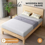 Levede Double Wooden Bed Frame Timber Rubberwood Headboard Mattress Base Natural