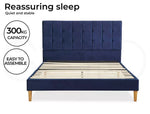 Levede Queen Bed Frame Velvet Mattress Base Platform Wooden Headboard Blue