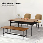 Levede Dining Table Storage Shelf Steel Kitchen Rustic Brown 4-6 Seater 150cm