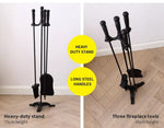 Traderight Fireplace Tool Set 4 PC Fire Place Poker Brush Shovel Stand Cast Iron