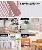 Levede 3 Tiers Kitchen Trolley Cart Steel Storage Rack Shelf Organiser Pink