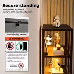 Stacked Tempered Glass Display Cabinet Clear Bookcase Steel Frame With RGB Light