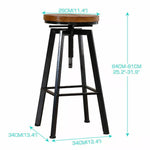 Levede Bar Stools Industrial Kitchen Stool Wooden Barstools Swivel Chair Vintage
