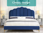 Levede Bed Frame Double Queen Velvet Mattress Base Platform Wood Headboard