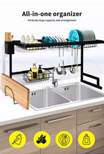 Toque Dish Drying Rack Over Sink Steel Black Plate Dish Drainer Organizer 2 Tier